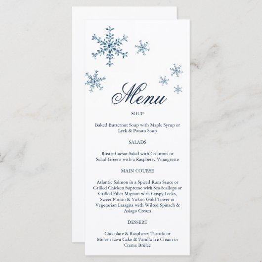 Icy Winter Snowflake Menu (Voorkant / Achterkant)