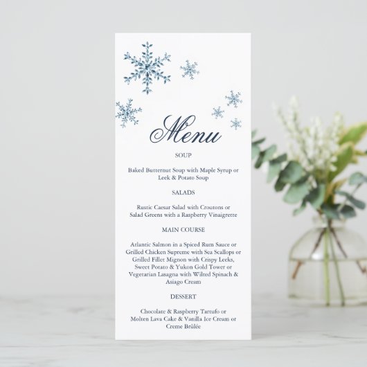 Icy Winter Snowflake Menu (Staand voorkant)
