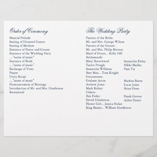 Icy Winter Snowflake Wedding Programme (Achterkant)