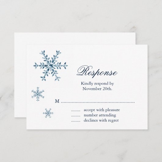 Icy Winter Snowflake Wedding RSVP (Voorkant / Achterkant)
