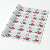 Icy Wonderland Santa and Sleigh Cadeaupapier (Uitgerold)