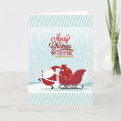 Icy Wonderland Santa and Sleigh Feestdagen Kaart (Voorkant)