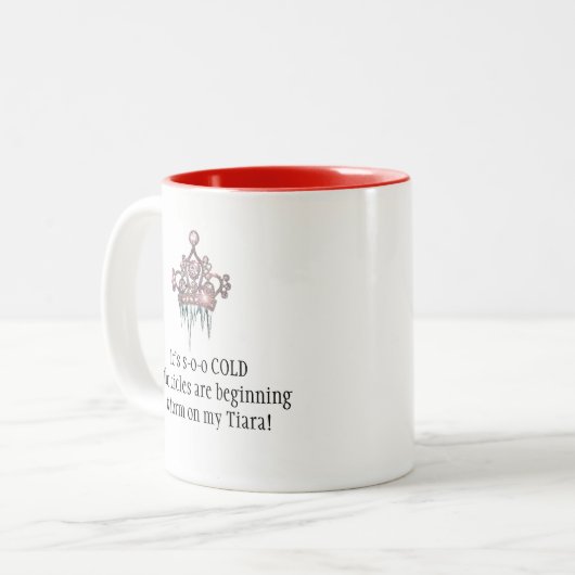 "Icycli beginnen zich te vormen op mijn Tiara!" Di Tweekleurige Koffiemok (Voorkant links)