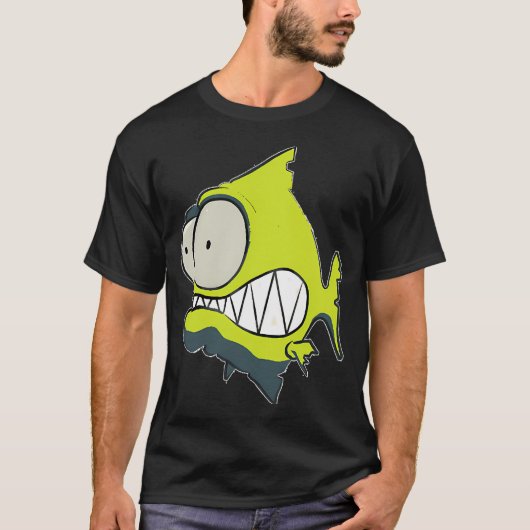 id53-7 Gele Piranha, Vis, Mooie Vis, Grappige Vis T-shirt (Voorkant)