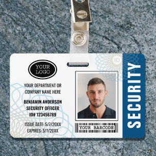ID Aangepaste beveiligingsagent Foto blauw Badge