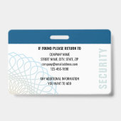 ID Aangepaste beveiligingsagent Foto blauw Badge (Achterkant)