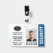ID Aangepaste beveiligingsagent Foto blauw Badge (Voorzijde met clip)