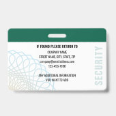 ID Aangepaste beveiligingsagent Foto groen Badge (Achterkant)