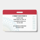 ID Aangepaste beveiligingsagent Foto rood Badge (Achterkant)