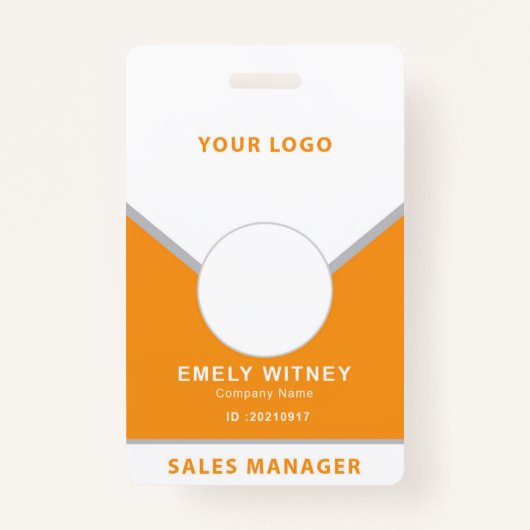 ID-badge Simple Logo Sjabloon Employee Photo Badge (Voorkant)