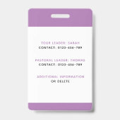 ID Badge Sjabloon Kinderen School Trip Muziek Tour (Achterkant)