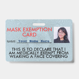 ID-badge voor vrijstelling van mondmasker Badge