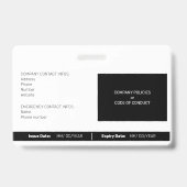 ID Barcode Medewerker Foto Modern Minimaal Zwart Badge (Achterkant)