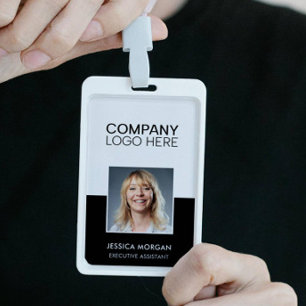 ID BEDRIJF LOGO WERKNEMER FOTO MINIMAAL ZWART BADGE