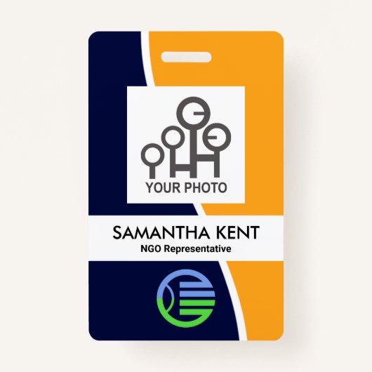 ID Blue Yellow Wave Photo Template Badge (Voorkant)