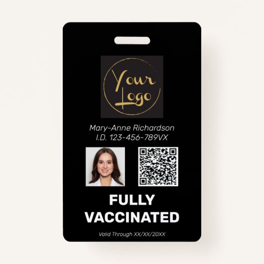 ID Business Photo QR Code Vaccination ID Badge (Voorkant)