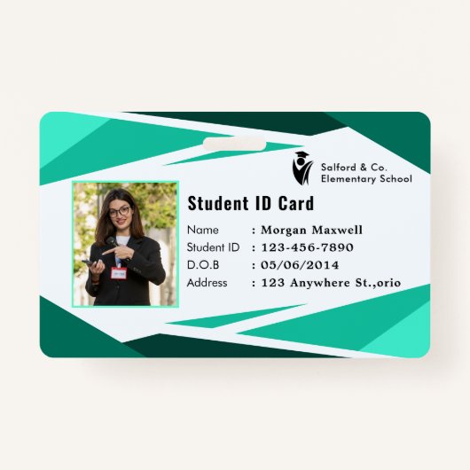 ID Card Badge Modern Business Student Photo (Voorkant)