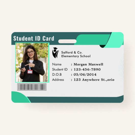 ID Card Badge Modern Business Student Photo (Voorkant)