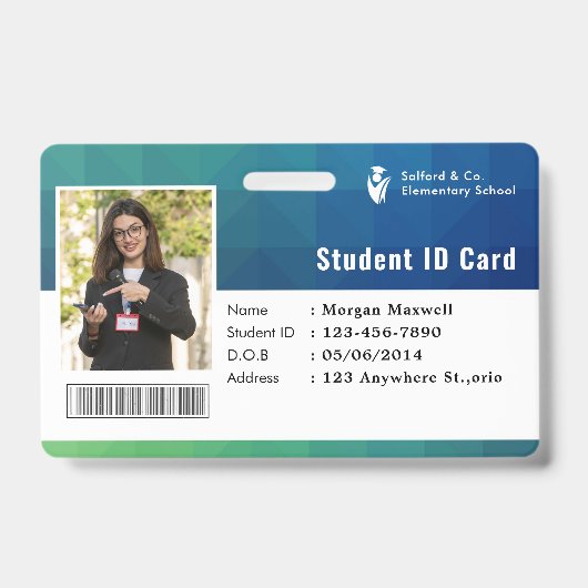 ID Card Badge Modern Business Student Photo (Voorzijde)