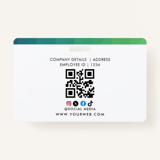 ID Card Badge Modern Business Student Photo (Achterkant)