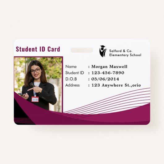ID Card Badge Modern Business Student Photo (Voorkant)