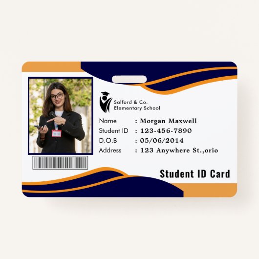 ID Card Badge Modern Business Student Photo (Voorkant)