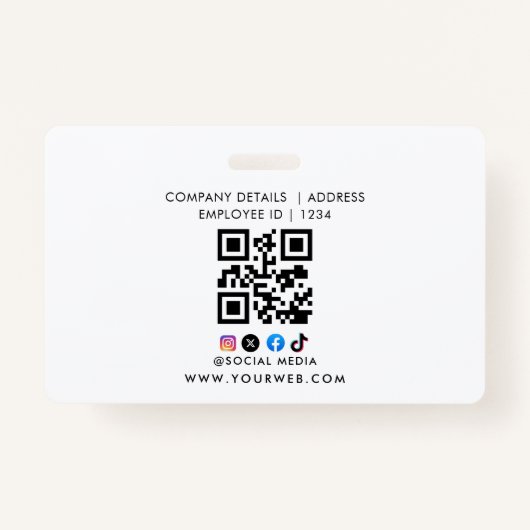 ID Card Badge Modern Business Student Photo (Achterkant)