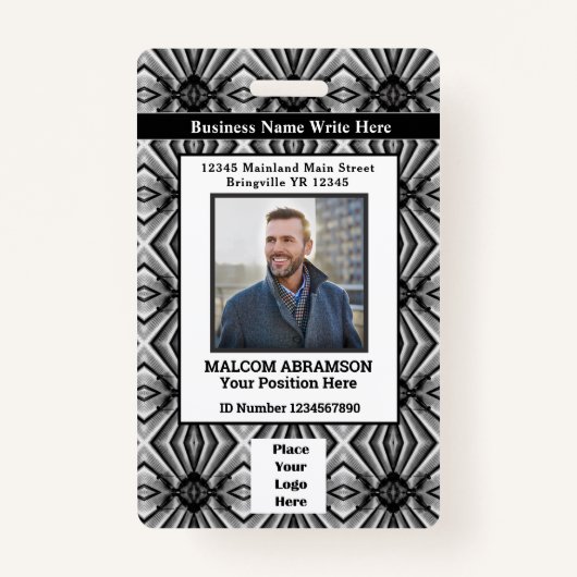 ID Card Employee Photo Name Logo Bar Aangepast Badge (Voorkant)