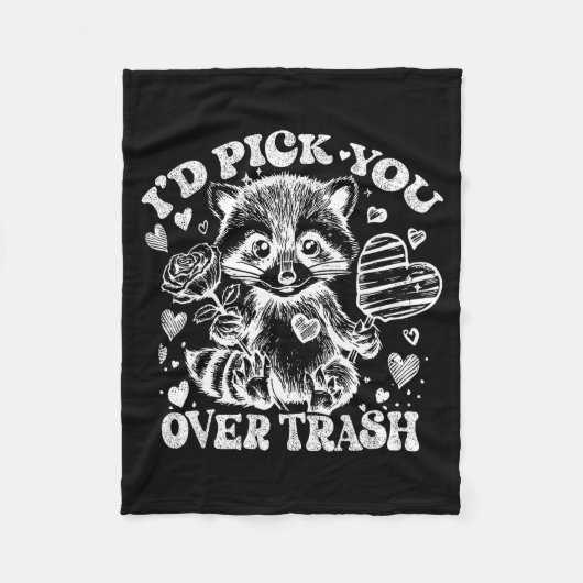 I'd Ck You Over Trash Funny Raccoon Retro Valentin Fleece Deken (Voorkant)