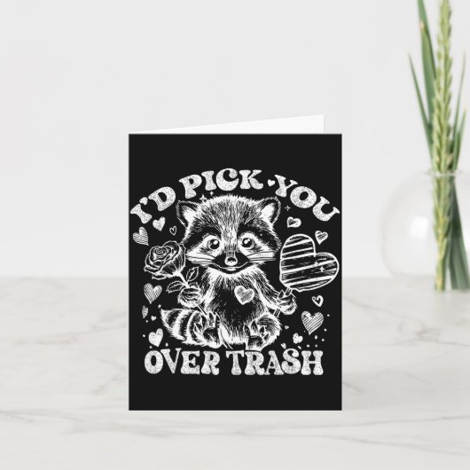 I'd Ck You Over Trash Funny Raccoon Retro Valentin Kaart (Voorkant)