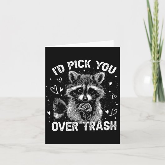 I'd Ck You Over Trash Funny Raccoon Retro Valentin Kaart (Voorkant)
