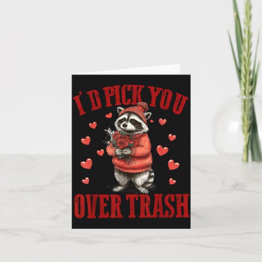 I'd Ck You Over Trash Funny Raccoon Retro Valentin Kaart (Voorkant)