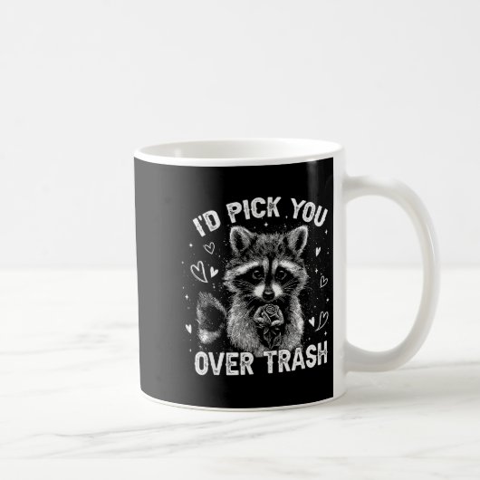 I'd Ck You Over Trash Funny Raccoon Retro Valentin Koffiemok (Rechts)