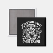 I'd Ck You Over Trash Funny Raccoon Retro Valentin Magneet (Voorkant / Achterkant)