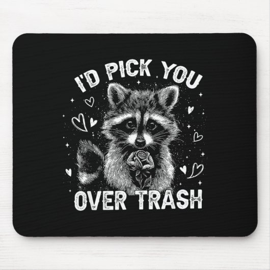 I'd Ck You Over Trash Funny Raccoon Retro Valentin Muismat (Voorkant)