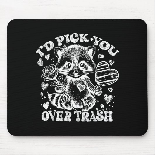 I'd Ck You Over Trash Funny Raccoon Retro Valentin Muismat (Voorkant)