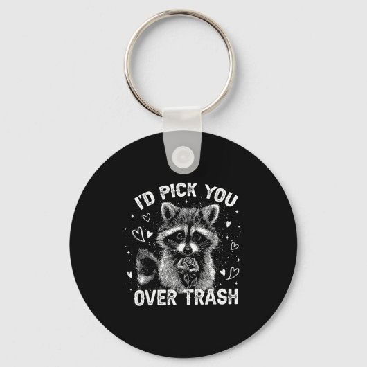I'd Ck You Over Trash Funny Raccoon Retro Valentin Sleutelhanger (Voorkant)