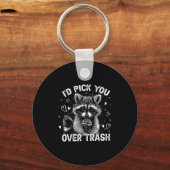 I'd Ck You Over Trash Funny Raccoon Retro Valentin Sleutelhanger (Voorkant)