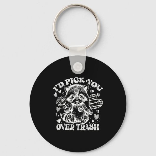 I'd Ck You Over Trash Funny Raccoon Retro Valentin Sleutelhanger (Voorkant)