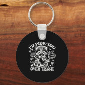I'd Ck You Over Trash Funny Raccoon Retro Valentin Sleutelhanger (Voorkant)