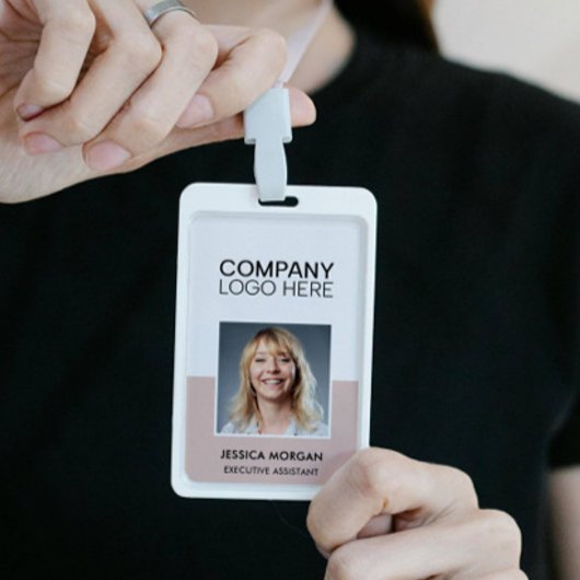 ID CORPORATE LOGO EMPLOYEE PHOTO BLUSH PINK BADGE
