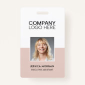 ID CORPORATE LOGO EMPLOYEE PHOTO BLUSH PINK BADGE (Voorkant)