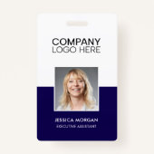 ID CORPORATE LOGO EMPLOYEE PHOTO DARK BLUE NAVY BADGE (Voorkant)