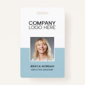 ID CORPORATE LOGO EMPLOYEE PHOTO DUSTY PALE BLUE BADGE (Voorkant)