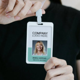 ID CORPORATE LOGO EMPLOYEE PHOTO GREEN LIGHT TEAL BADGE