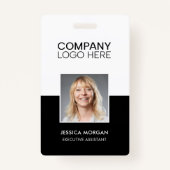 ID CORPORATE LOGO EMPLOYEE PHOTO MINIMAL BLACK BADGE (Voorkant)