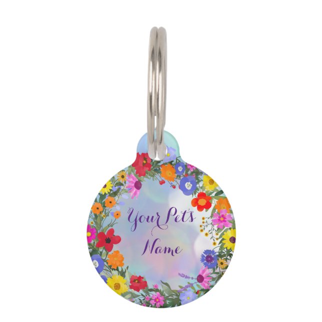 ID Floral Round Pet Tag Huisdierpenning (Voorkant)