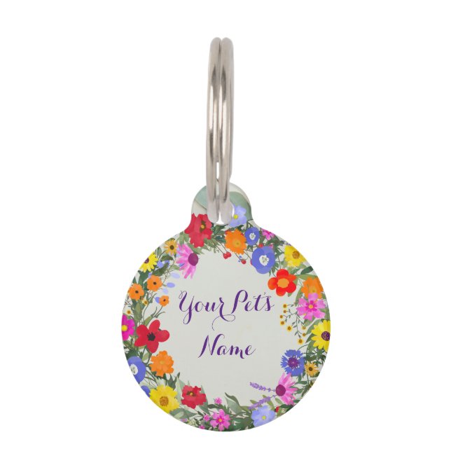 ID Floral Round Pet Tag Huisdierpenning (Voorkant)