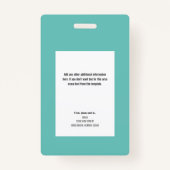 ID-foto-badge hulpfaciliteit Verpleeginstallatie Badge (Achterkant)