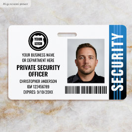 ID-foto logo blauwe privébveiliger Badge